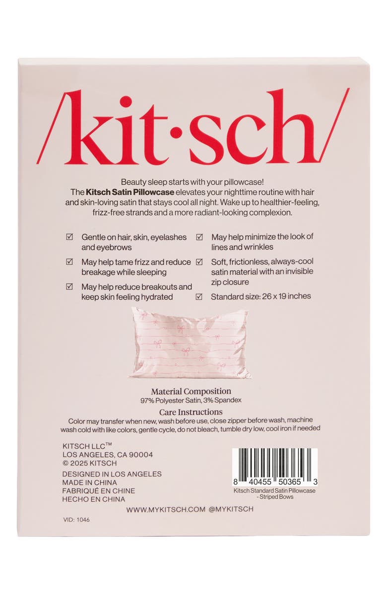 Kitsch Standard Satin Pillowcase, Alternate, color, Pink