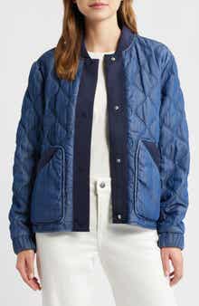 Bernardo Rib Trim Denim Quilted Liner Jacket