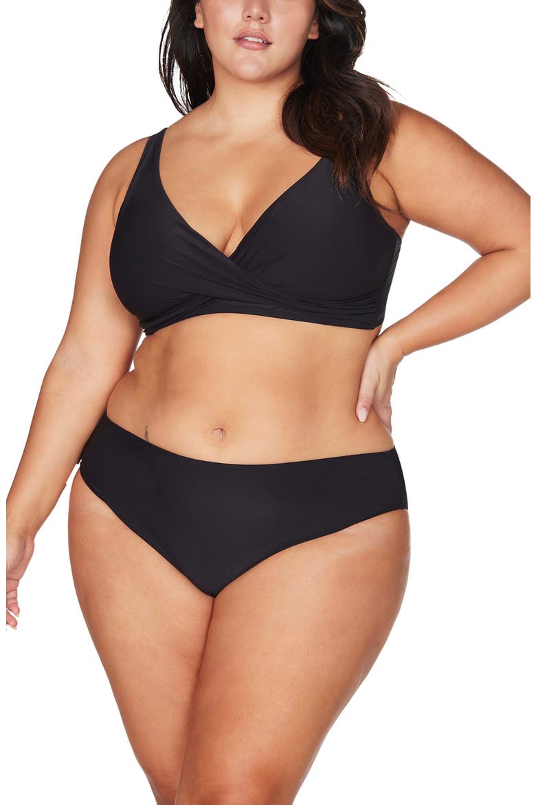 Hues Delacroix Cross Front D-Cup & Up Bikini Top, Alternate, color, BLACK