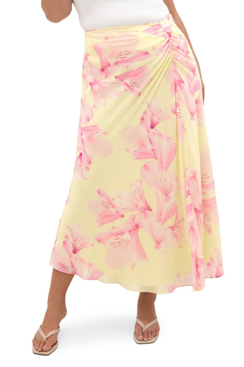 Soiree Print Ruched Maxi Skirt, Main, color, SOIREE LILY