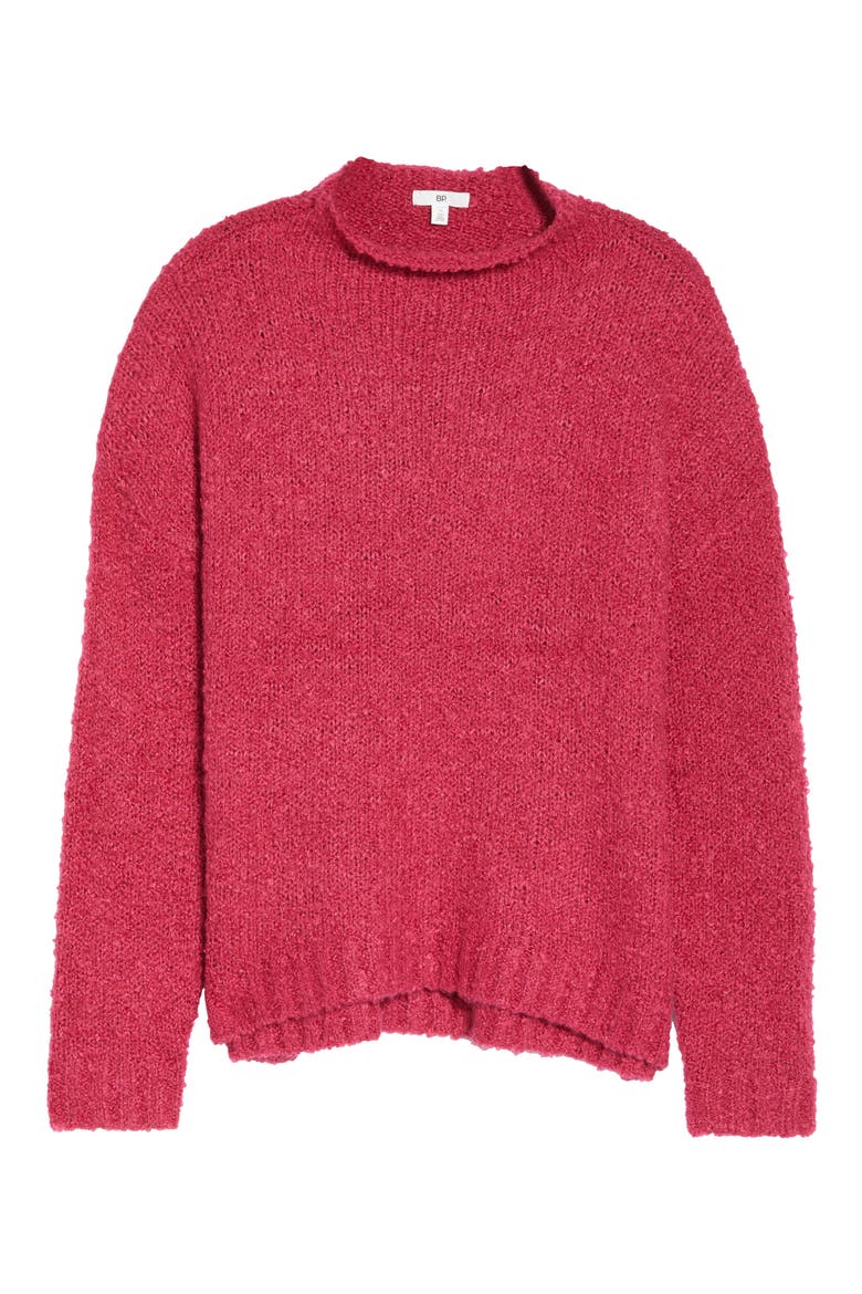 Funnel Neck Bouclé Sweater, Alternate, color, BURGUNDY PUNCH