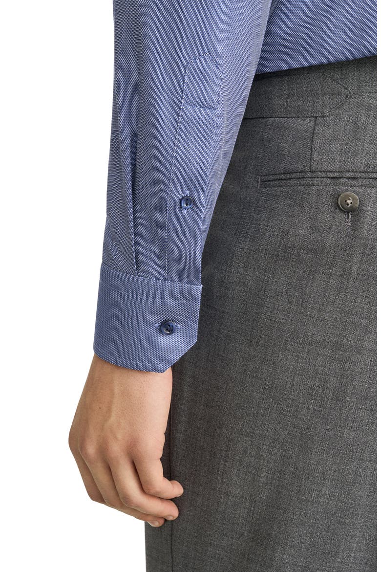 Slim Fit Textured Cotton Dress Shirt, Alternate, color, DARK BLUE