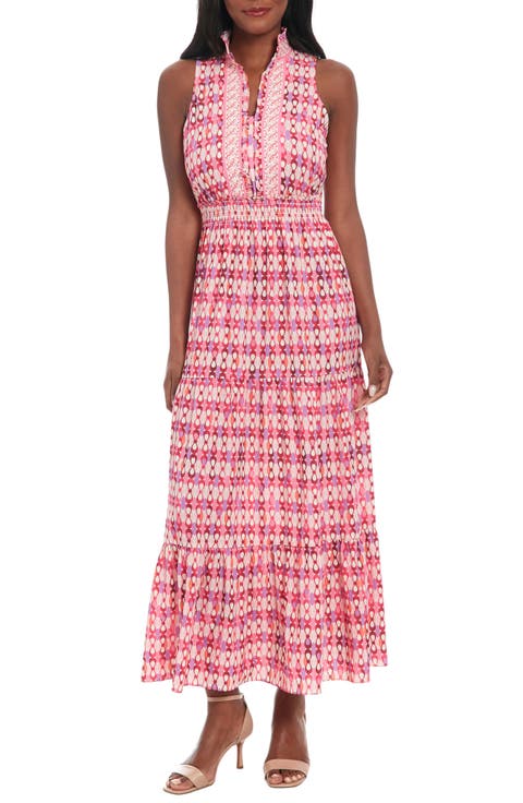 Ruffle Sleeveless Bubble Crepe Maxi Dress