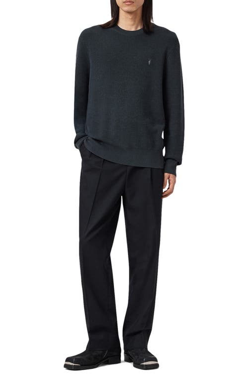 Allsaints Oversize Cotton & Wool Waffle Crewneck Sweater In Black