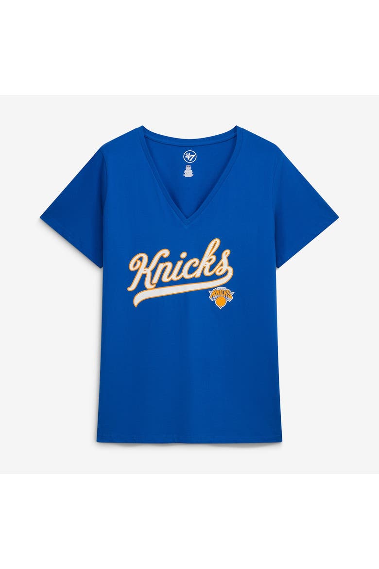 Women's Profile Blue New York Knicks Plus Size Sweep V-Neck T-Shirt, Main, color, Blue