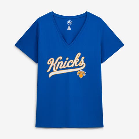 Women's Profile Blue New York Knicks Plus Size Sweep V-Neck T-Shirt