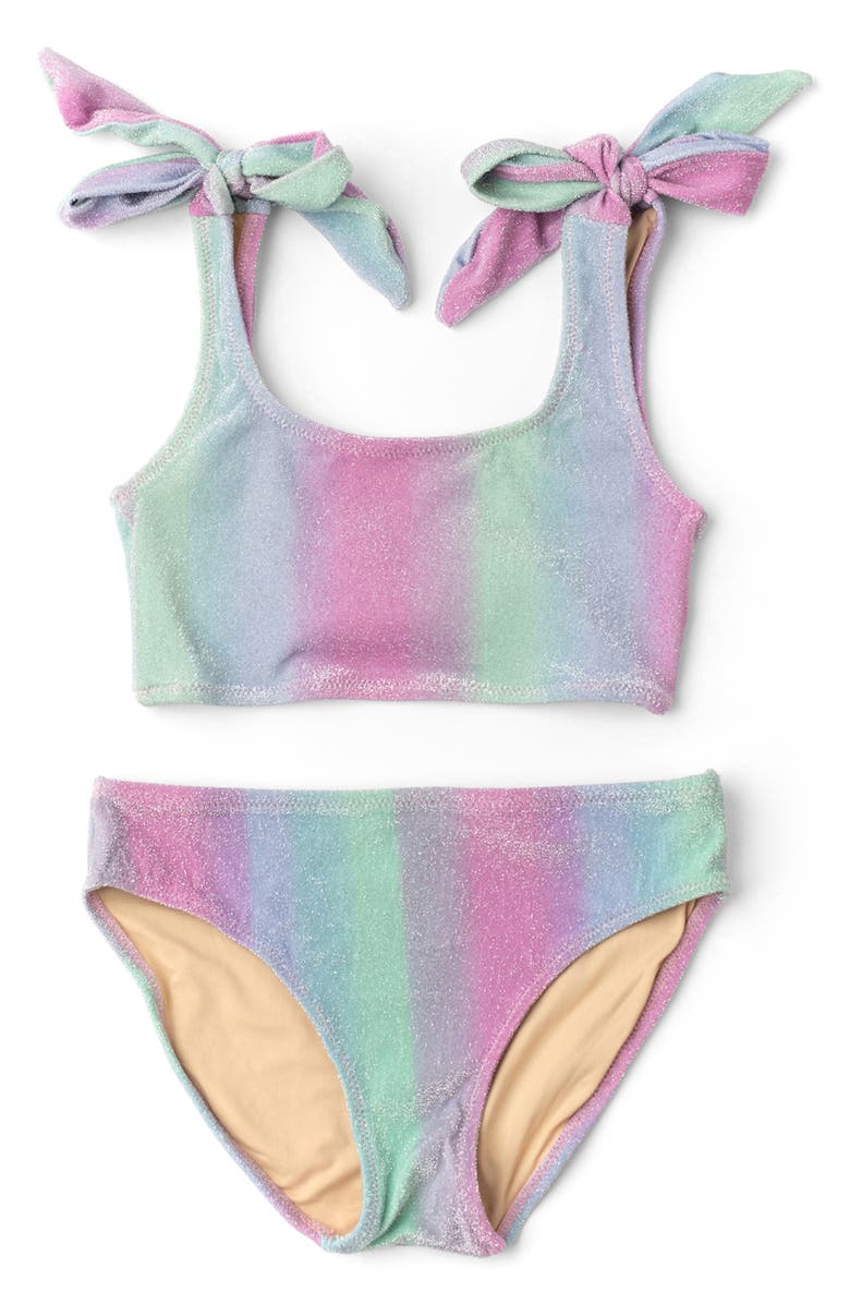 Shade Critters Kids' Ocean Ombré Shimmer Two-Piece UPF 50+ Swimsuit, Main, color, Purple Multi