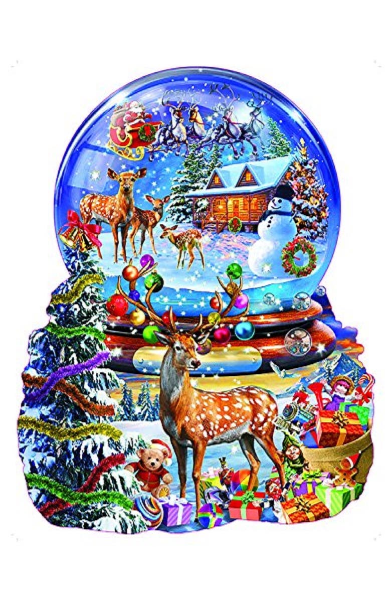 Sunsout Christmas Snow Globe 1000 piece Jigsaw Puzzle for Adults Special Shape, Alternate, color, Multicolor