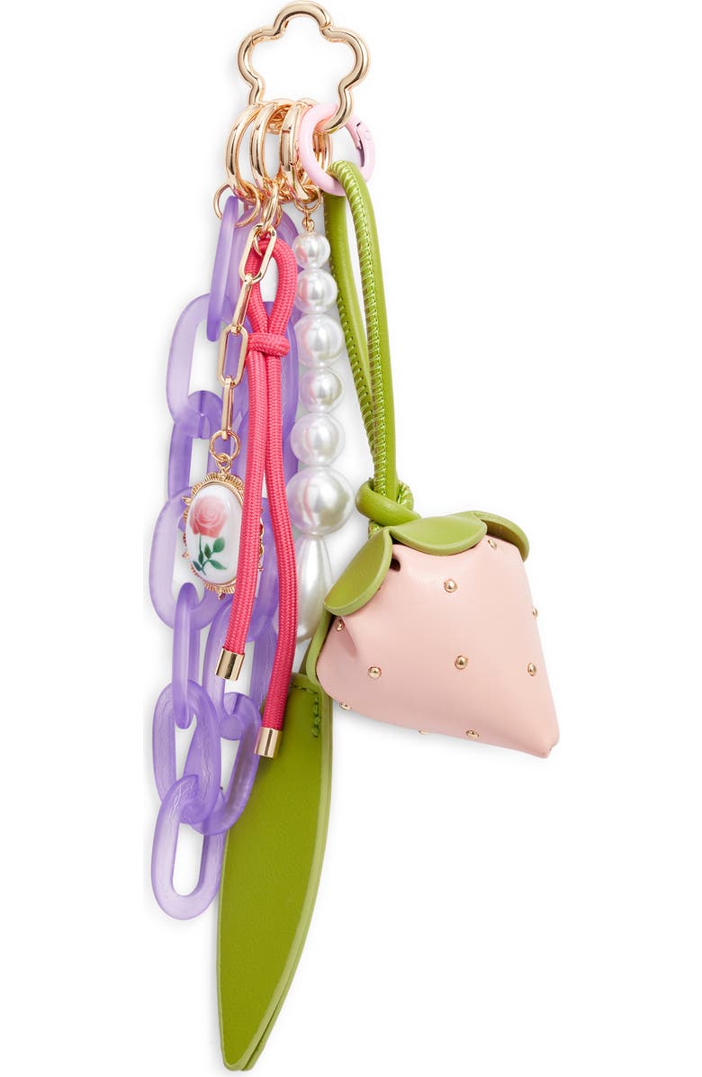 Chelsea28 Strawberry Bag Charm, Main, color, Pink Multi- Gold