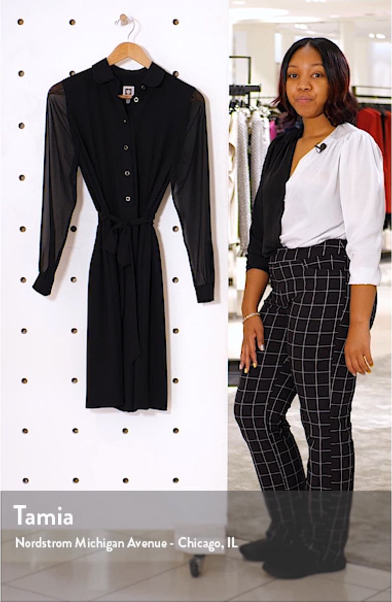 Long Sleeve Chiffon & Crepe Shirtdress, sales video thumbnail