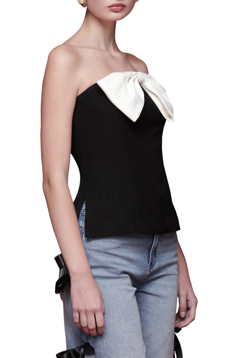 Avec Les Filles Contrast Bow Strapless Top, Alternate, color, Black