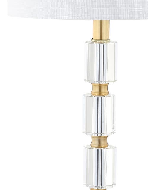 Jonathan Y Claire 28.5" Crystal Led Table Lamp, Clear/brass In Clear/brass Gold