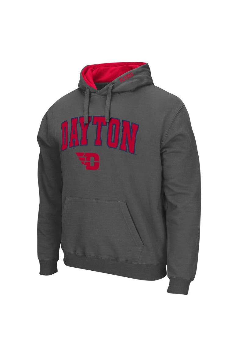 Men's Colosseum Charcoal Dayton Flyers Arch and Logo Pullover Hoodie, Alternate, color, Charcoal