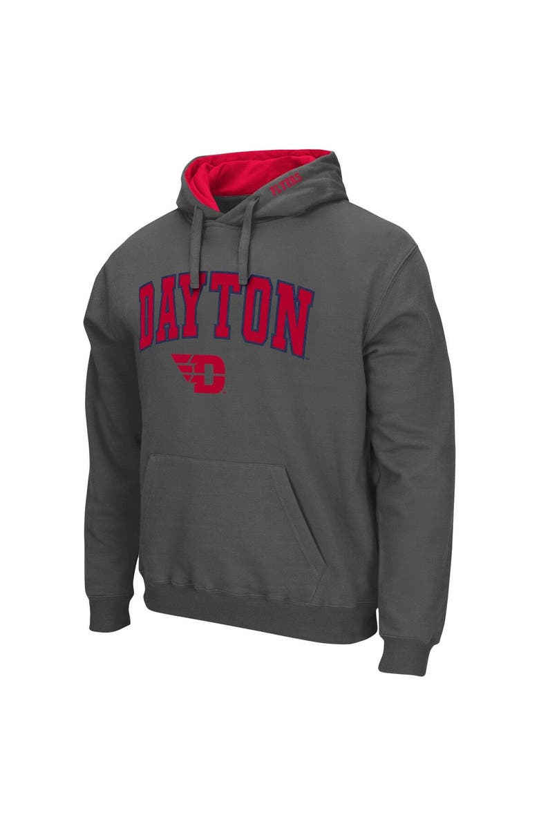 COLOSSEUM Men's Colosseum Charcoal Dayton Flyers Arch and Logo Pullover Hoodie, Alternate, color, 
