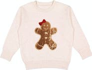 Sweet Wink Gingerbread Sequin Patch Christmas Sweatshirt