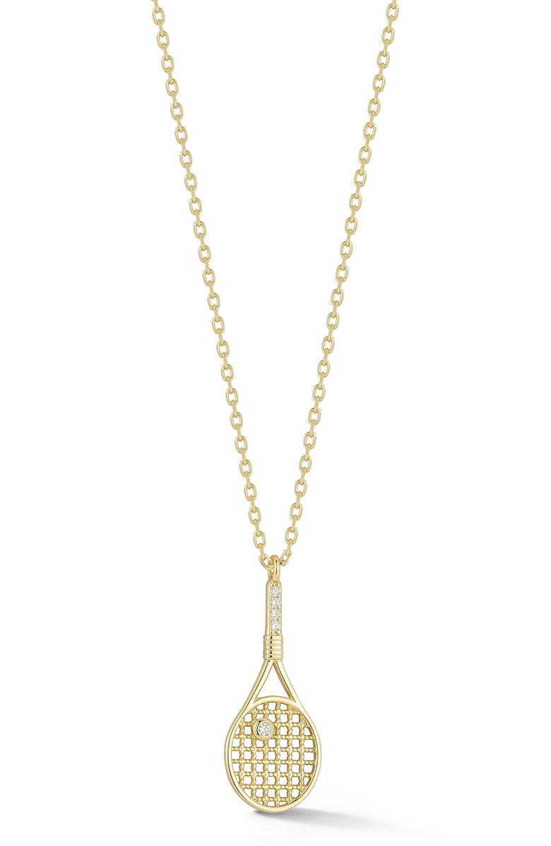 GLAZE JEWELRY Tennis Racket Pendant Necklace, Main, color, Gold