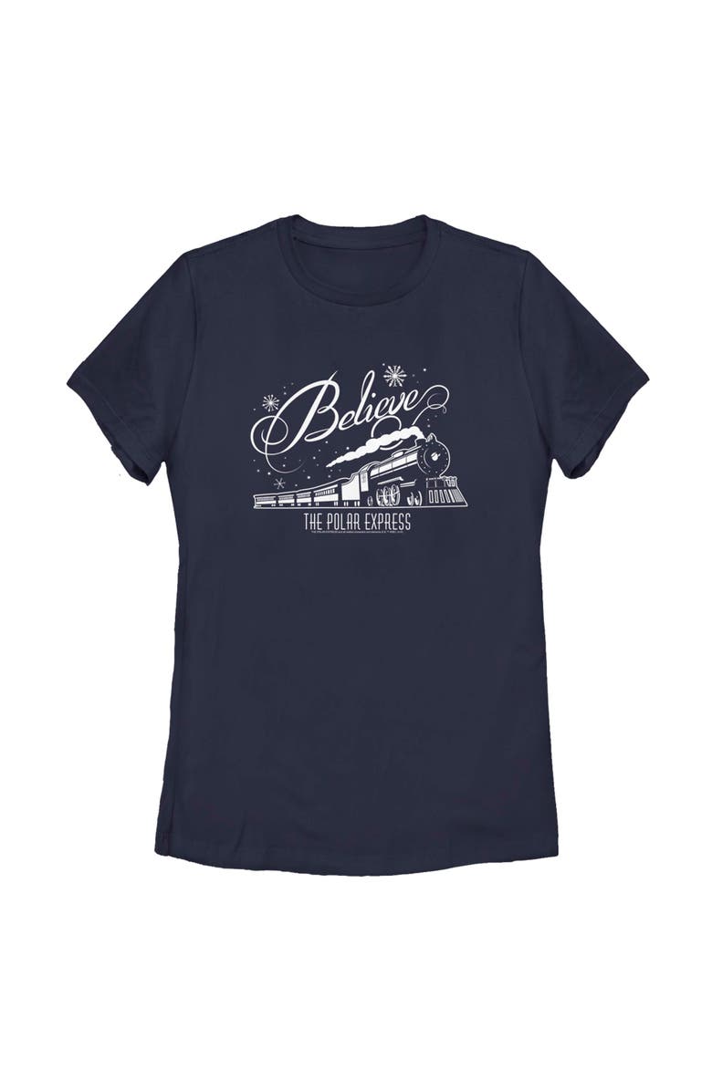 Polar Express Women's Polar Express Believe Train Graphic T-Shirt, Main, color, Navy Blue