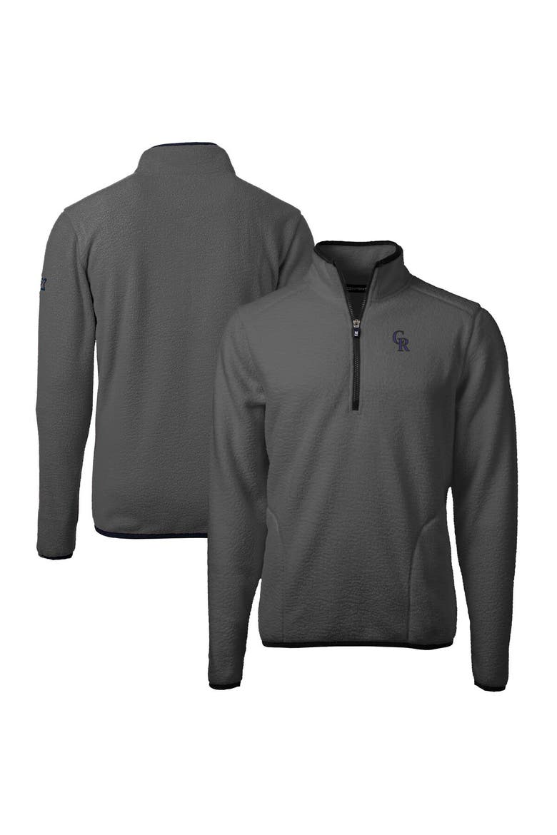 Men's Cutter & Buck  Gray Colorado Rockies Cascade Eco Sherpa Fleece Quarter-Zip Pullover Jacket, Main, color, Gray
