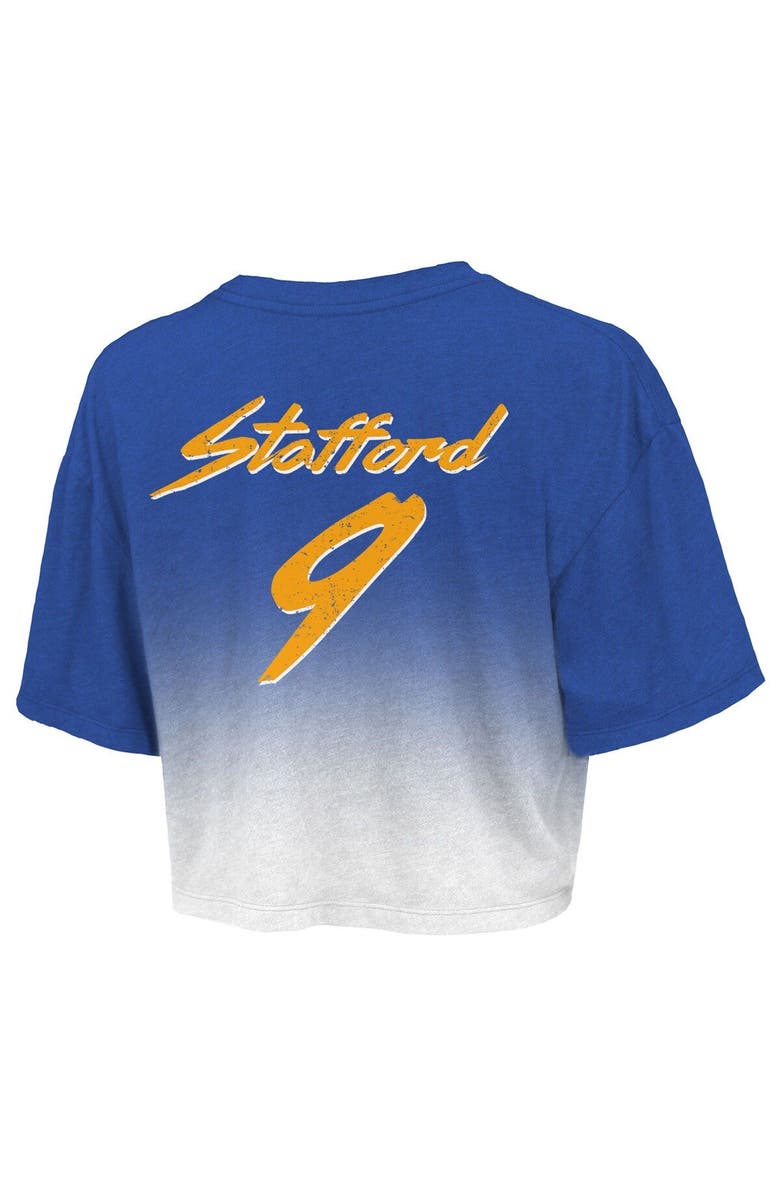 Majestic Threads Women's Majestic Threads Matthew Stafford Royal/White Los Angeles Rams Super Bowl LVI Champions Name & Number Dip Dye Crop Top, Alternate, color, 