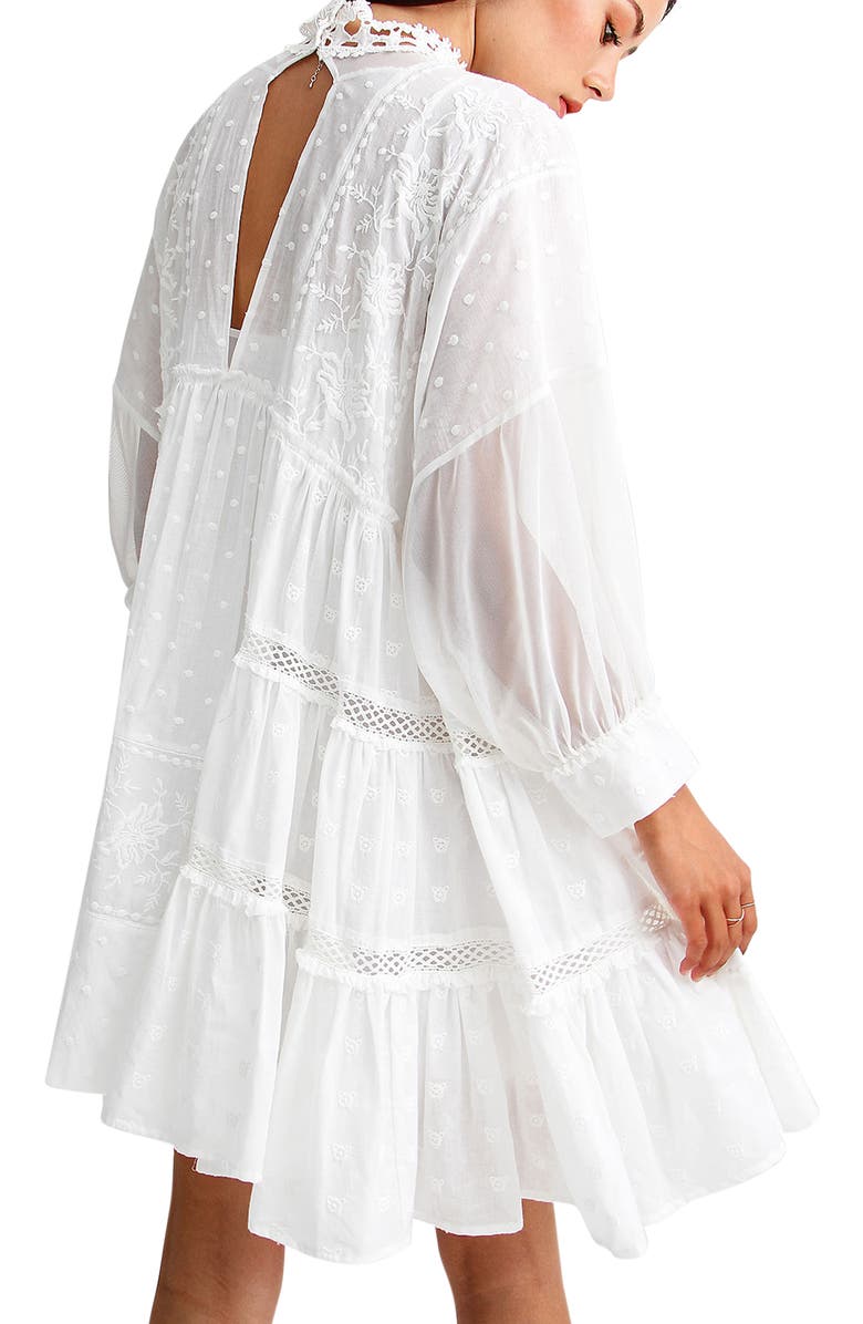 Belle & Bloom Unforgettable Oversized Lace Mini Dress, Alternate, color, White