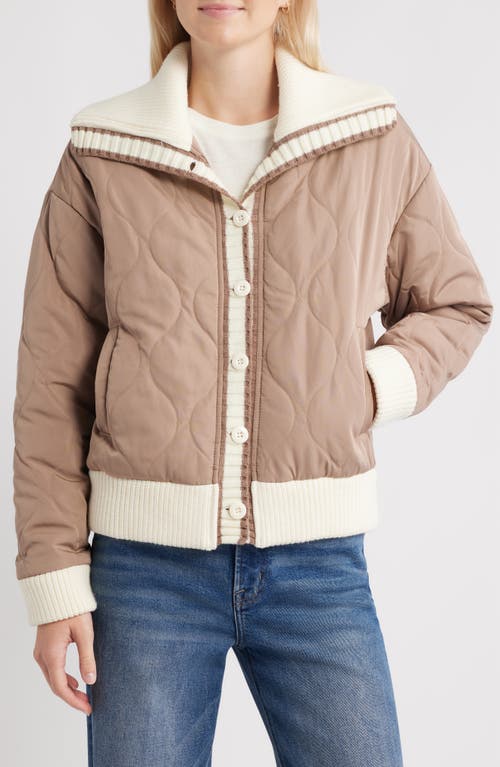 Thread & Supply Knit Collar Quilted Jacket In Brown