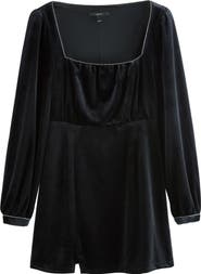 NEXT Diamante Long Sleeve Velvet Minidress
