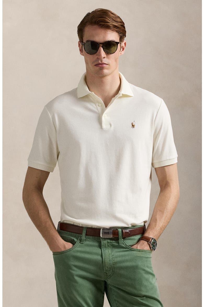 Classic Fit Solid Cotton Polo, Alternate, color, PALE CREAM