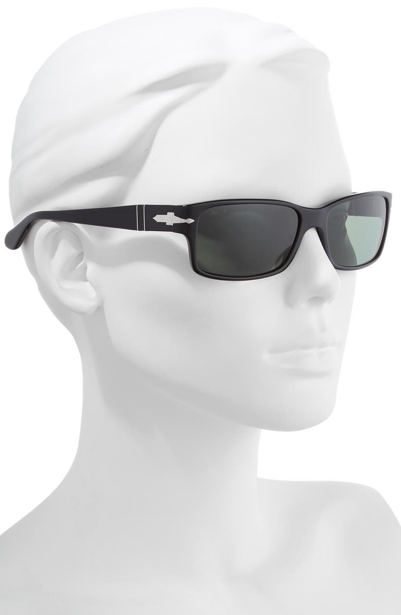 Persol 58mm Polarized Square Sunglasses, Alternate, color, Black/ Black Solid