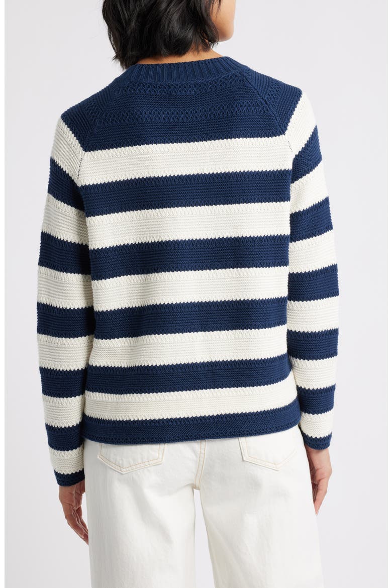 Stripe Lightweight Mix Stitch Sweater, Alternate, color, NAVY STILL- IVORY STRIPE