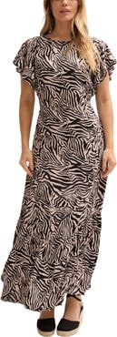 Lily and Lionel London Zelda Tiered Zebra Print Maxi Dress