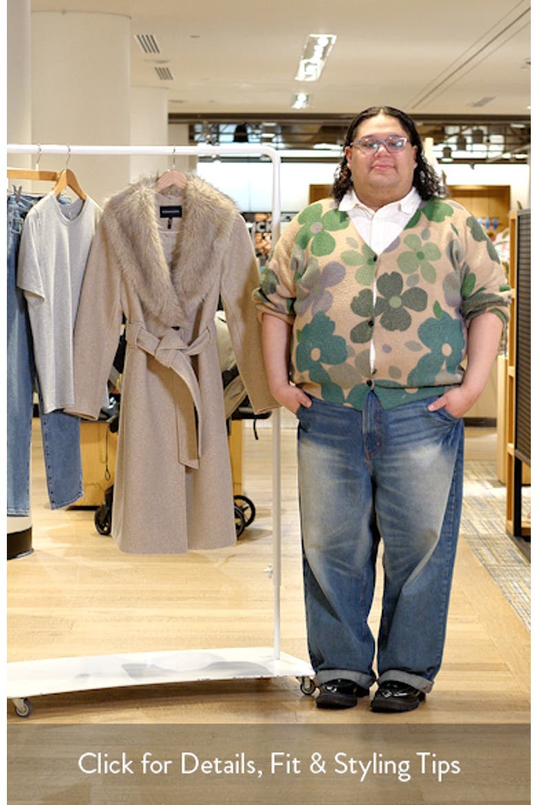 Belted Wrap Coat with Faux Fur Collar video