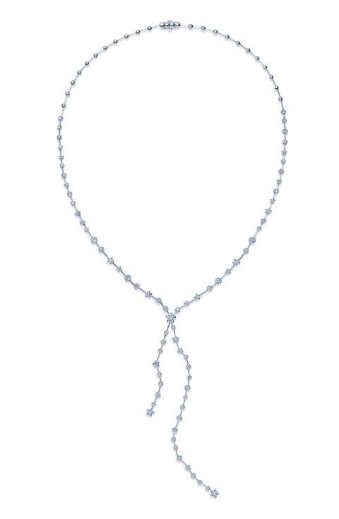 18k Gold Diamond Star Lariat Necklace