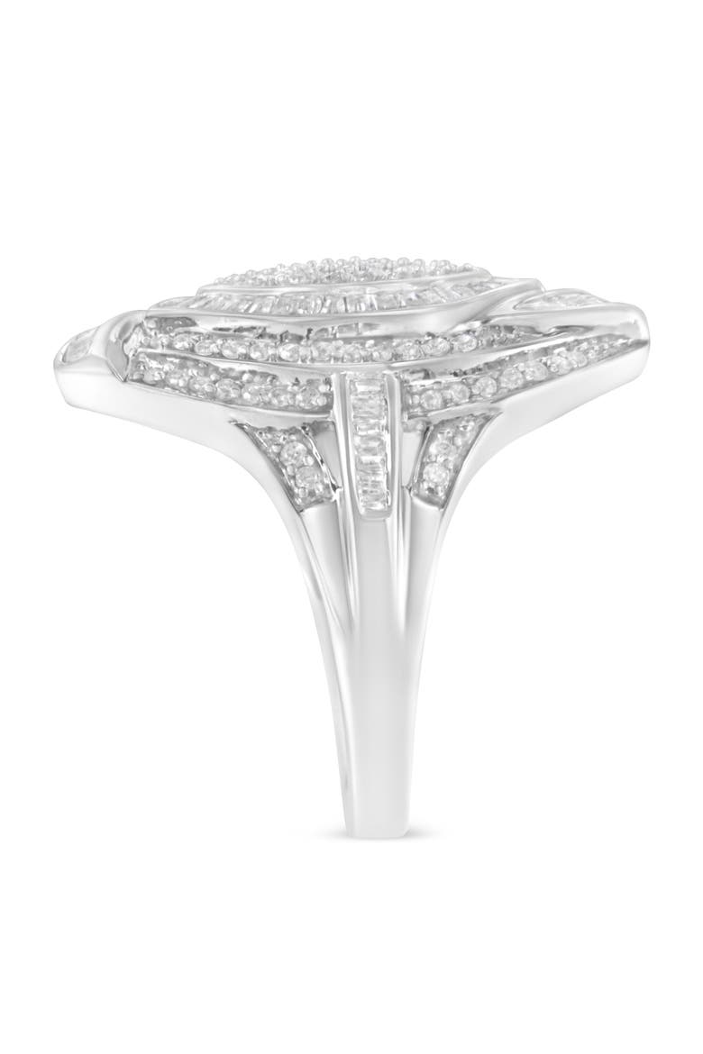 Silver 1 1/8 Cttw Diamond Cluster Triple Halo Knot Cocktail Ring, Alternate, color, Silver