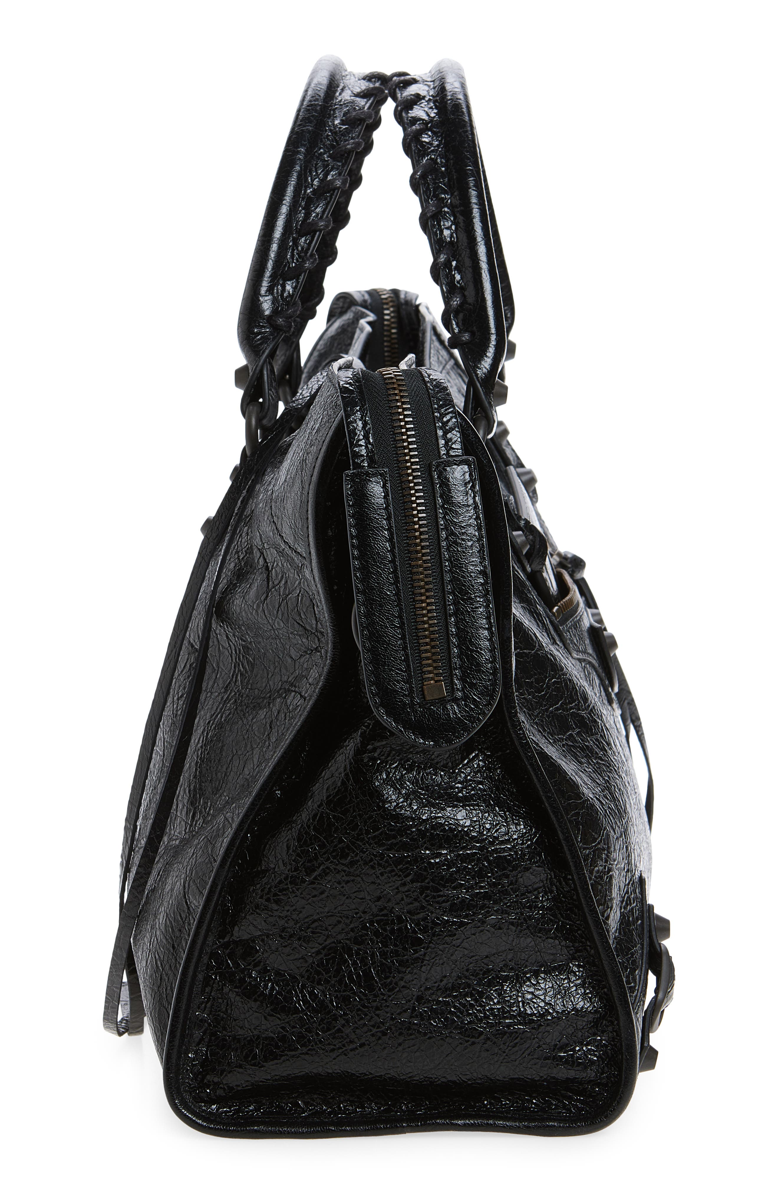 Balenciaga Medium Le City Leather Satchel, Alternate, color, 1000 Black