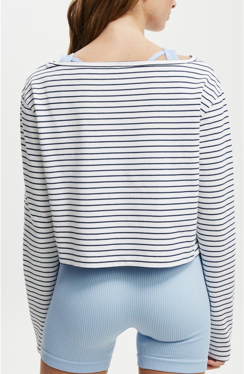 COTTON ON BODY Women's Active Stripe Longsleeve, Alternate, color, Dark Water White Stripe