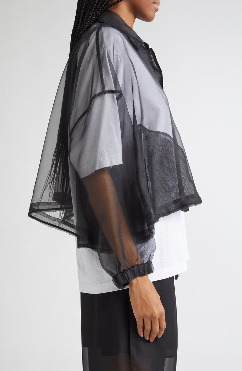 Undercover Logo Embroidered Organdy Coach's Jacket, Alternate, color, Black