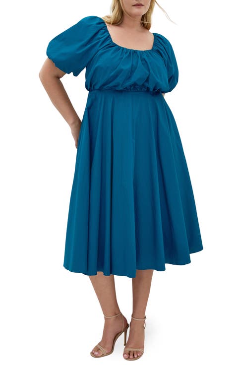 Rosabella Puff Sleeve Midi Dress (Plus)