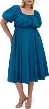 City Chic Rosabella Puff Sleeve Midi Dress