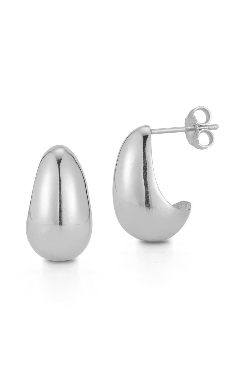 Dome Hoop Earrings, Main, color, SILVER