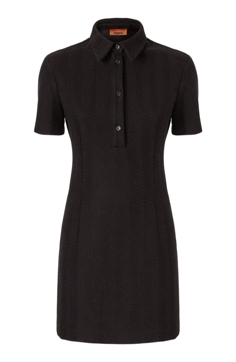 Missoni Polo Mini Dress With Zigzag Pattern, Alternate, color, Black