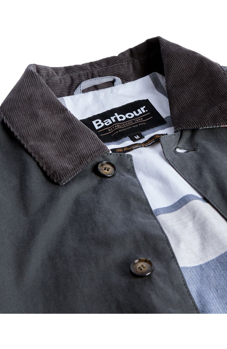 Barbour Lorden Waxed Mac Jacket, Alternate, color, Grey