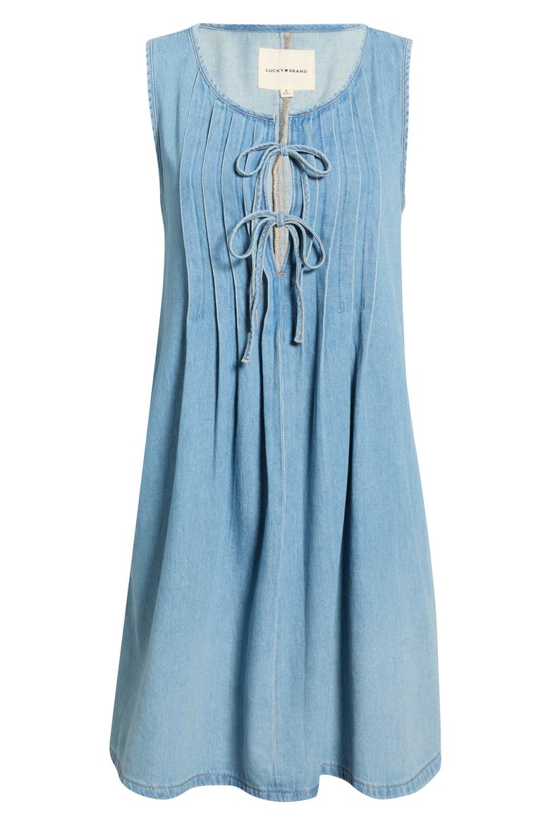 Pintuck Denim Dress, Alternate, color, NICE OUT WASH