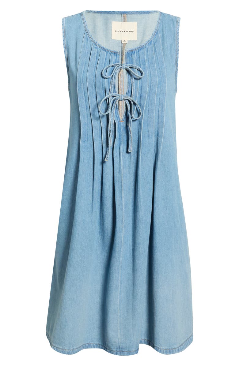 Lucky Brand Pintuck Denim Dress, Main, color, Nice Out Wash