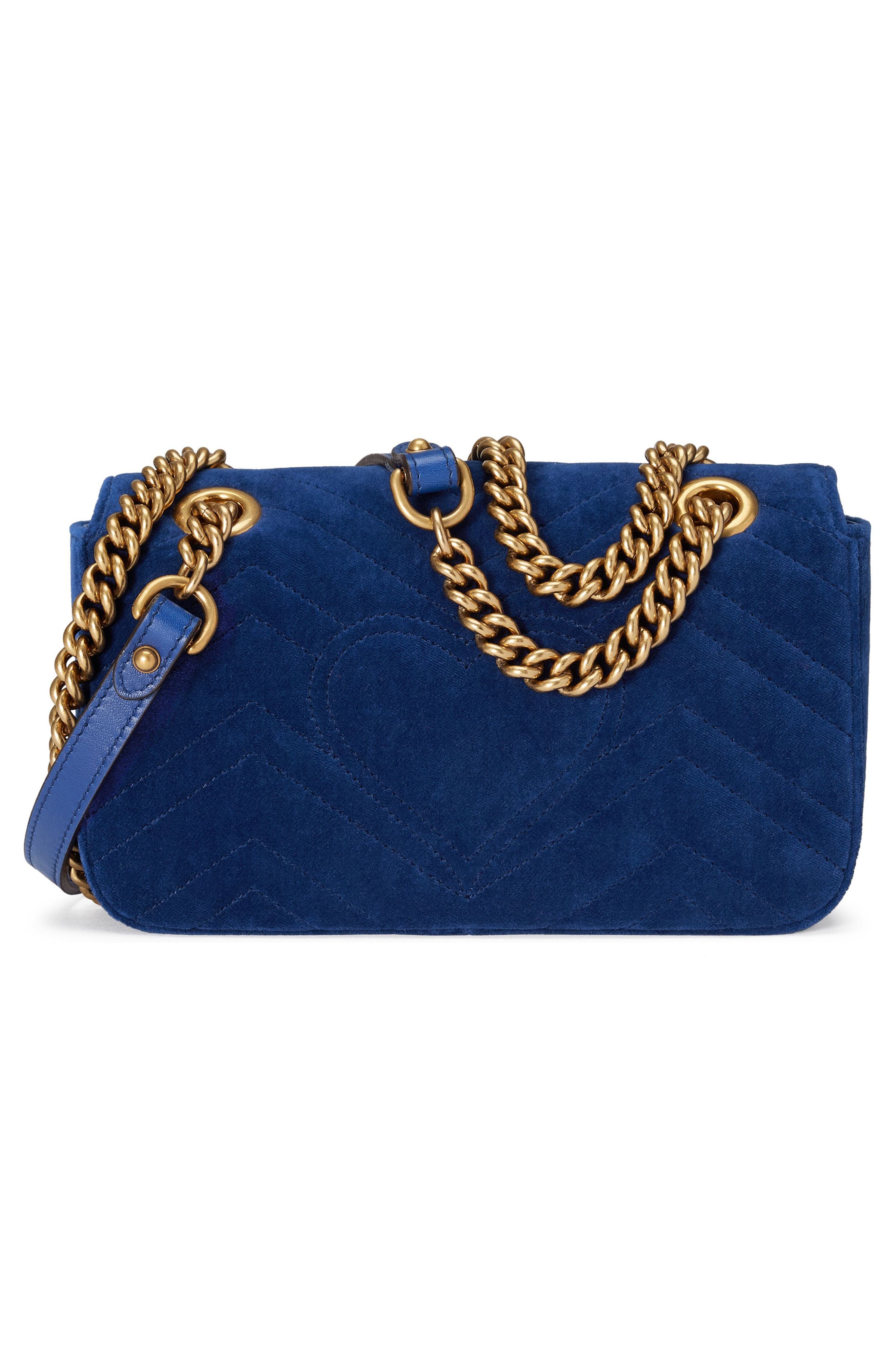 Gucci Small GG Marmont 2.0 Matelassé Velvet Shoulder Bag, Alternate, color, 