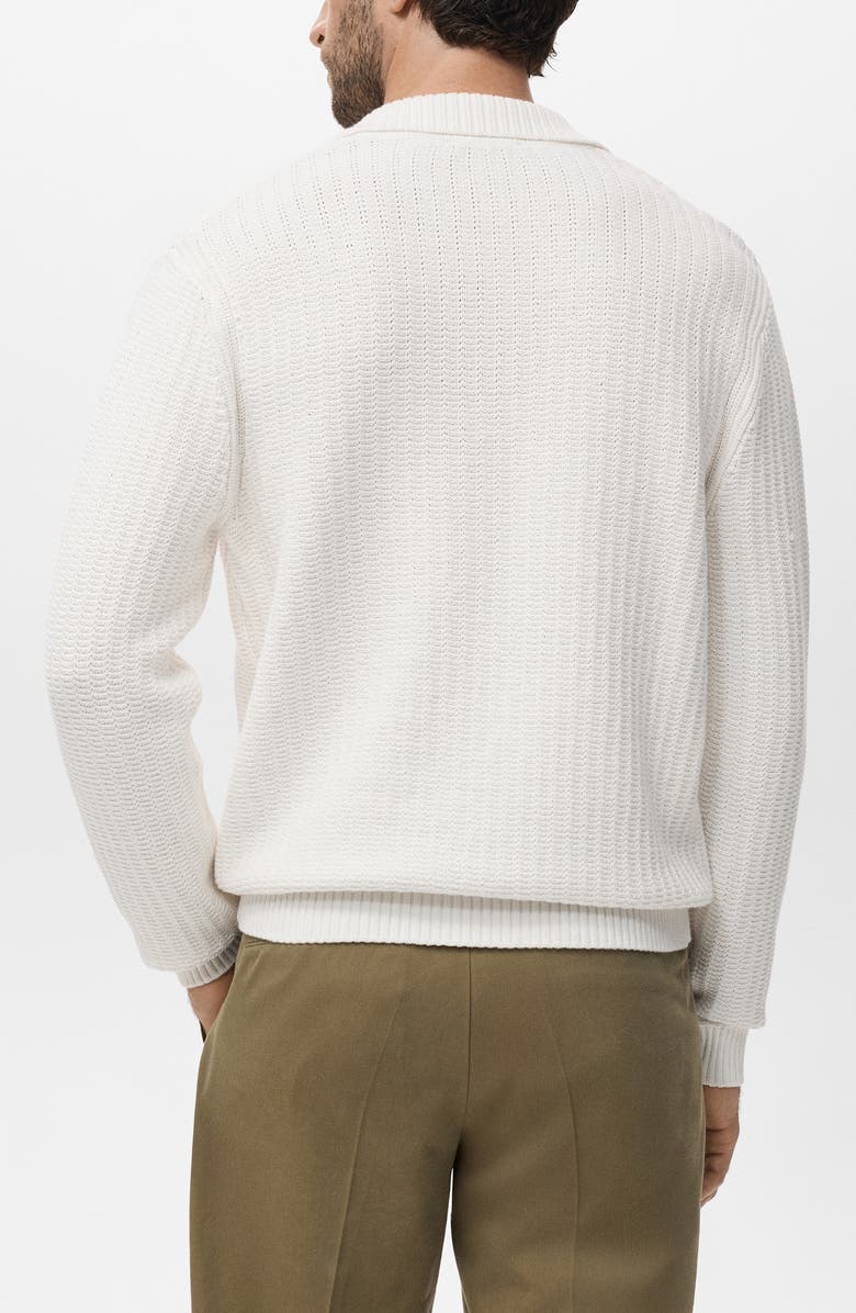 MANGO Structured Cotton Polo Sweater, Alternate, color, Off White