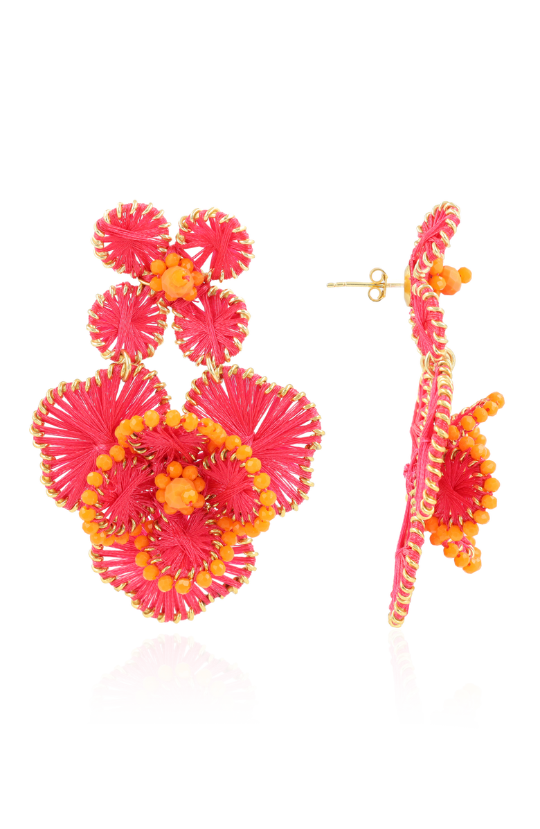 LOTT.gioielli CE SI Double Flower Earring L - Fuchsia/Orange, Main, color, Fushia/Orange