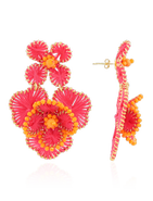 LOTT.gioielli CE SI Double Flower Earring L - Fuchsia/Orange