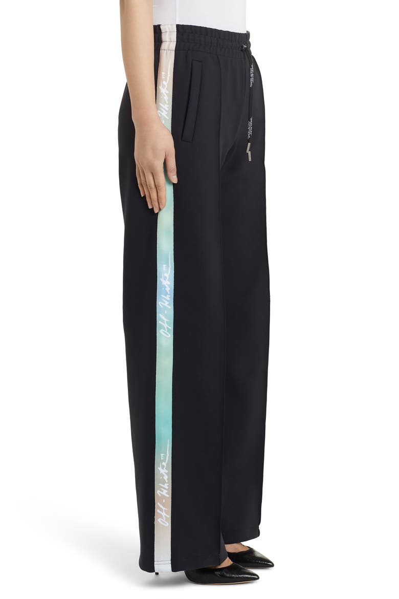 Wide Leg Jersey Track Pants, Alternate, color, BLACK