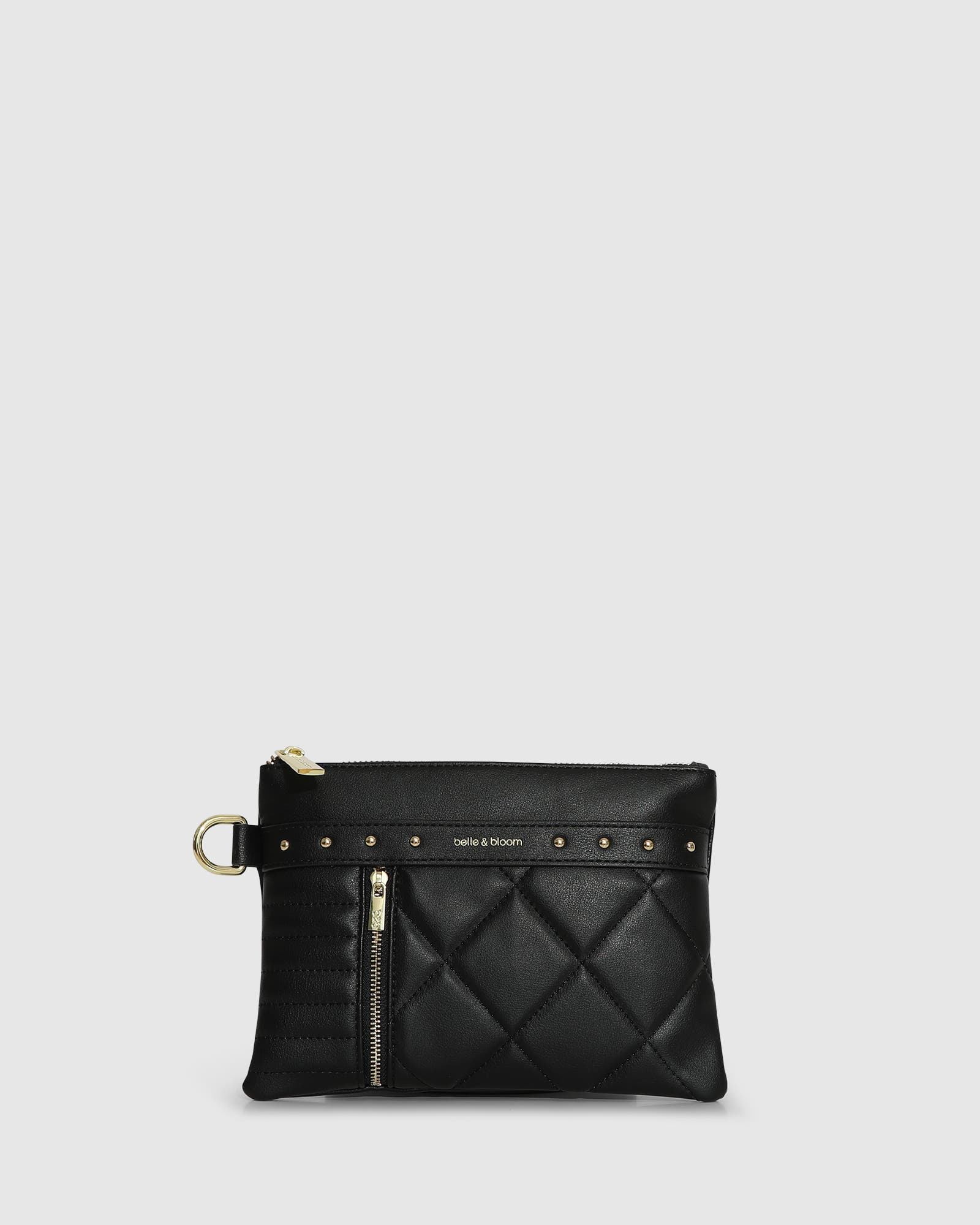 Belle & Bloom Be Mine Quilted Pouch, Main, color, Black