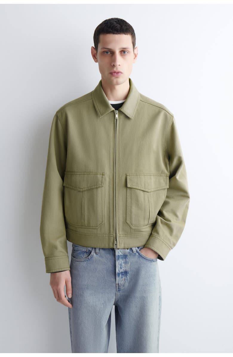 COS Cotton-Blend Zip-Up Utility Jacket, Alternate, color, Khaki